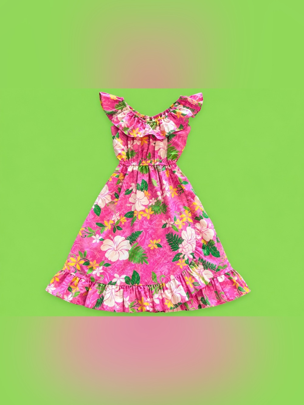 Girls Pink Floral Ruffle Sundress